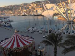 Porto Antico di Genova waterfront at dusk with boats and buildings