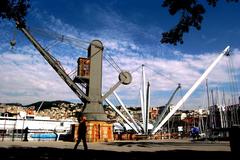 panoramic view of Genova with city buildings and coastline