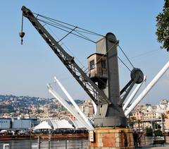 Historic crane on Genoa's waterfront