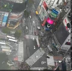 Bird's eye view of Shibuya Crossing in Tokyo