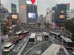 The Shibuya Scramble Crossing viewed from Shibuya Crosswalk Mark City