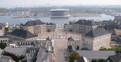 Amalienborg Palace complex viewed from the top of Frederik's Church in Copenhagen, Denmark