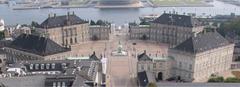 Aerial view of Amalienborg Palace in Copenhagen, Denmark from the top of Frederik's Church