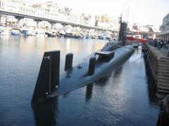 Submarine in blue water