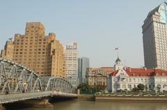 Garden Bridge at the intersection of Huangpu River and Suzhou River in Shanghai