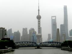 Waibaidu Bridge in Shanghai with Pudong skyline