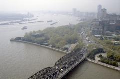 View of The Bund in Shanghai from the north in 1987