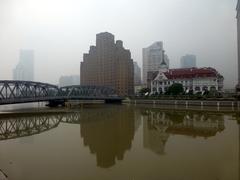 The Bund in Shanghai, China with cityscape