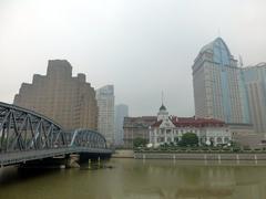 The Bund in Shanghai, China with a modern skyline in the background