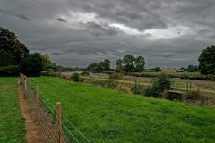 View of Thames River from Kew Gardens with Syon House and Syon Park in the background