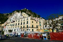 Amalfi Coast with scenic coastline and blue sea