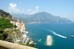 Amalfi Coast view from bus towards Positano