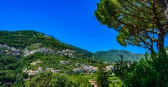 Scenic view of Amalfi Coast with cliffs and coastal town