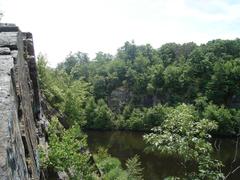 View from atop quarry rim looking to the south at Quincy Quarries Reservation