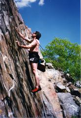 rock climber at Quincy Quarries in the 1990s