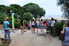 Park Guell in Barcelona with mosaic bench