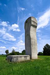 Sculpture 'Begirari V' by Eduardo Chillida at Hombroich rocket station