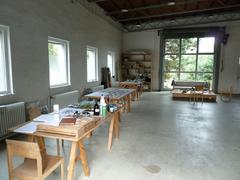 Interior view of guest studio at Raketenstation Insel Hombroich