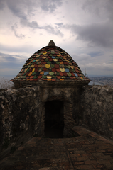 Tuiles génoises on a turret at Fort du Mont Alban