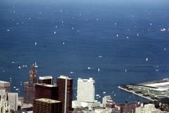 Aerial view of Chicago in 1974