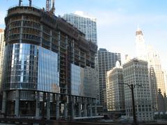 Trump International Hotel and Tower in Chicago from Wabash Avenue at Chicago River