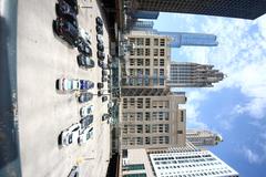 Tribune Tower property from eastern edge with Trump International Hotel and Tower, Tribune Tower, and Wrigley Building in the background