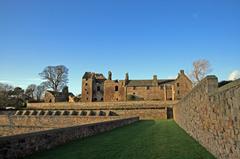 Aberdour Castle from dovecote in Scotland