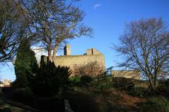 Aberdour Castle viewed from the approach near the station