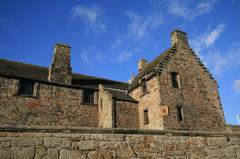 East Range of Aberdour Castle with large sundial