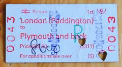 1st class Edmondson ticket from London Paddington to Plymouth