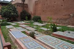 Saadian Tombs interior view with intricate arches and columns