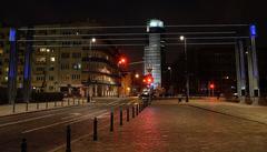 Footbridge of Memory at night in Warsaw