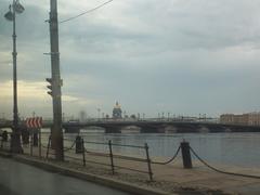 view from Naberzhnaya Leytenanta Shmidta towards Blagoveschenskii Bridge and St Isaac Cathedral