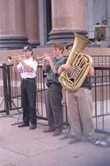 Street musicians in front of Isaac Cathedral 1990s