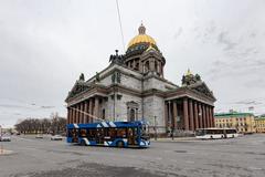 Trolleybus Admiral in front of St. Isaac's Cathedral