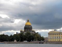 St. Isaac's Cathedral in Saint Petersburg with a bridge in the foreground