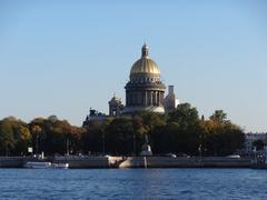 Saint Isaac's Cathedral view from Universitetskaya Embankment in Saint Petersburg