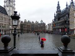 Grand Place in Brussels on a rainy day