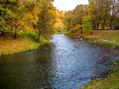 Autumn river in Vilnius, Lithuania