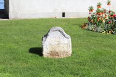 stone marker in front of Château de Sonnaz