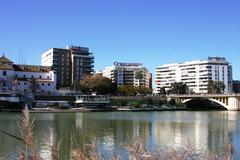 View of the Guadalquivir River and San Telmo Bridge in Triana, Seville