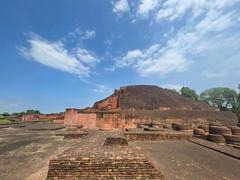 Ruins of Nalanda with ancient architectural structures and greenery