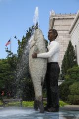 Man with Fish sculpture in Chicago by Stephan Balkenhol