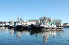 Boats at anchor at the Victoria and Alfred Waterfront in Cape Town, South Africa