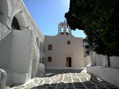 Courtyard of Langovardas Monastery on Paros Island in the Cyclades, Greece