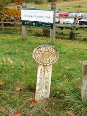 County boundary marker at the entrance to Stokegrove Country Park