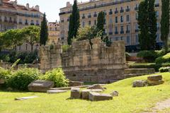 Jardin des Vestiges ancient defense tower ruins in Marseille