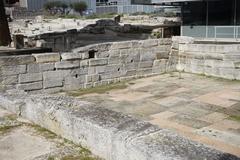 freshwater pool in front of ancient city walls of Marseille