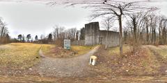 Burgruine Weissenau castle ruins behind walls