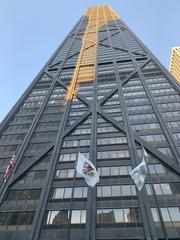 360 Chicago observation deck view with Lake Michigan in the background